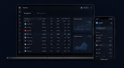 TrackPro platform shown on desktop and mobile devices
